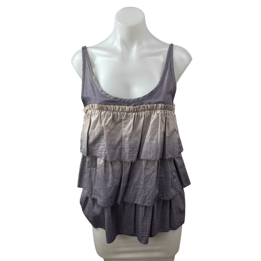 Marc by Marc Jacobs Women's Gray Ombre Ruffle Tiered Tank Cami Blouse Top Size S